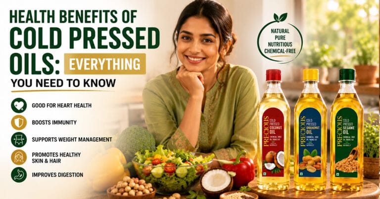 Health benefits of cold pressed oils – Precious cold pressed coconut, groundnut and sesame oil for heart health and immunity