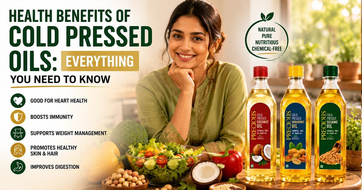 Health benefits of cold pressed oils – Precious cold pressed coconut, groundnut and sesame oil for heart health and immunity