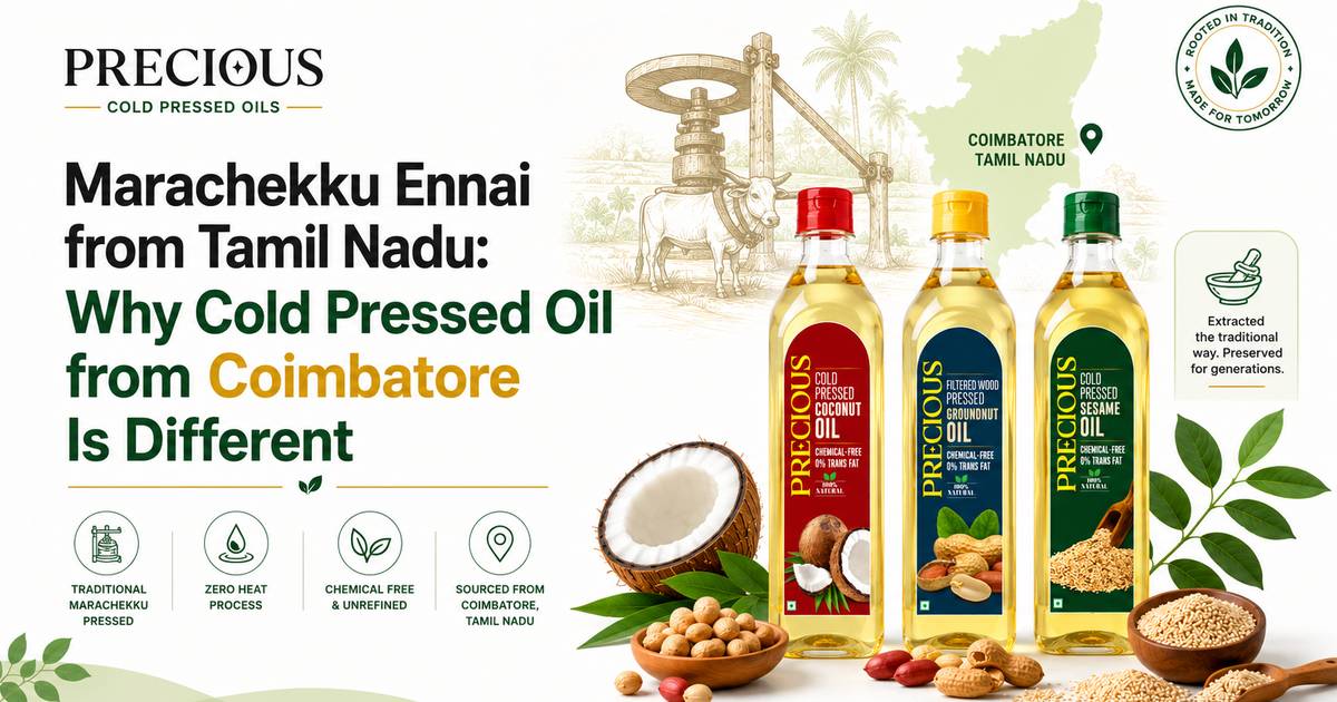 Marachekku ennai wood-pressed cold pressed oil bottles from Coimbatore, Tamil Nadu — Precious Cold Pressed Oils